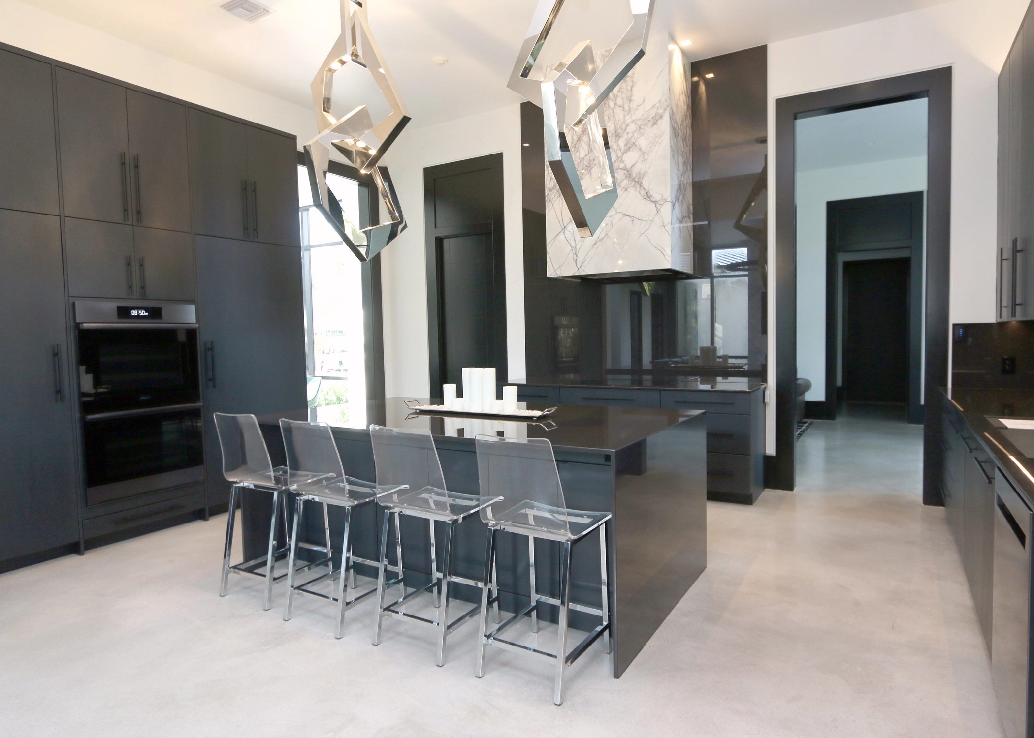 contemporary kitchen with black cabinets