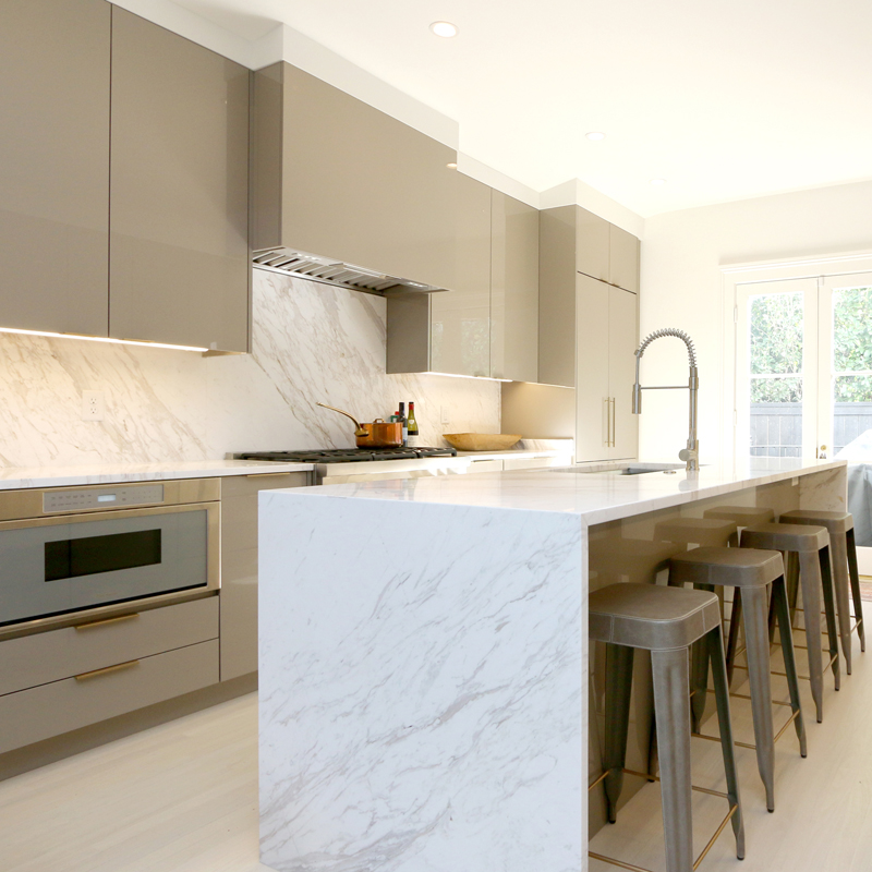 contemporary kitchen with marble island