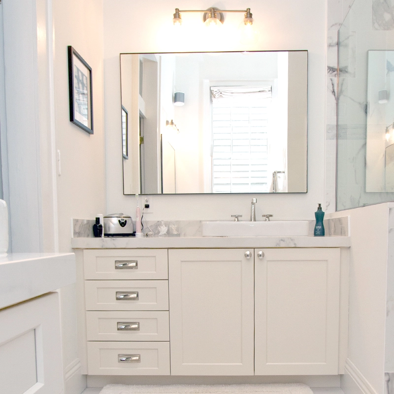 custom white bathroom cabinets