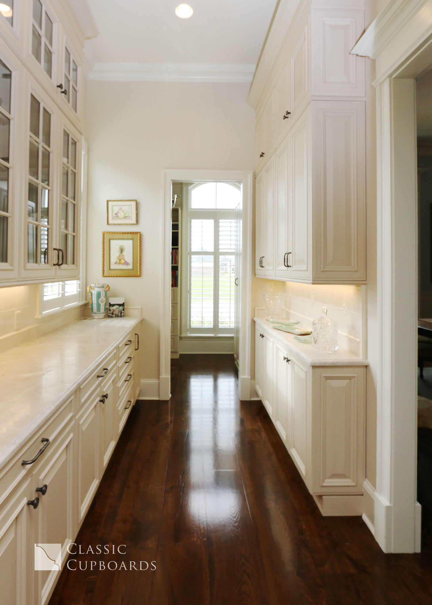 butlers pantry with custom cabinets