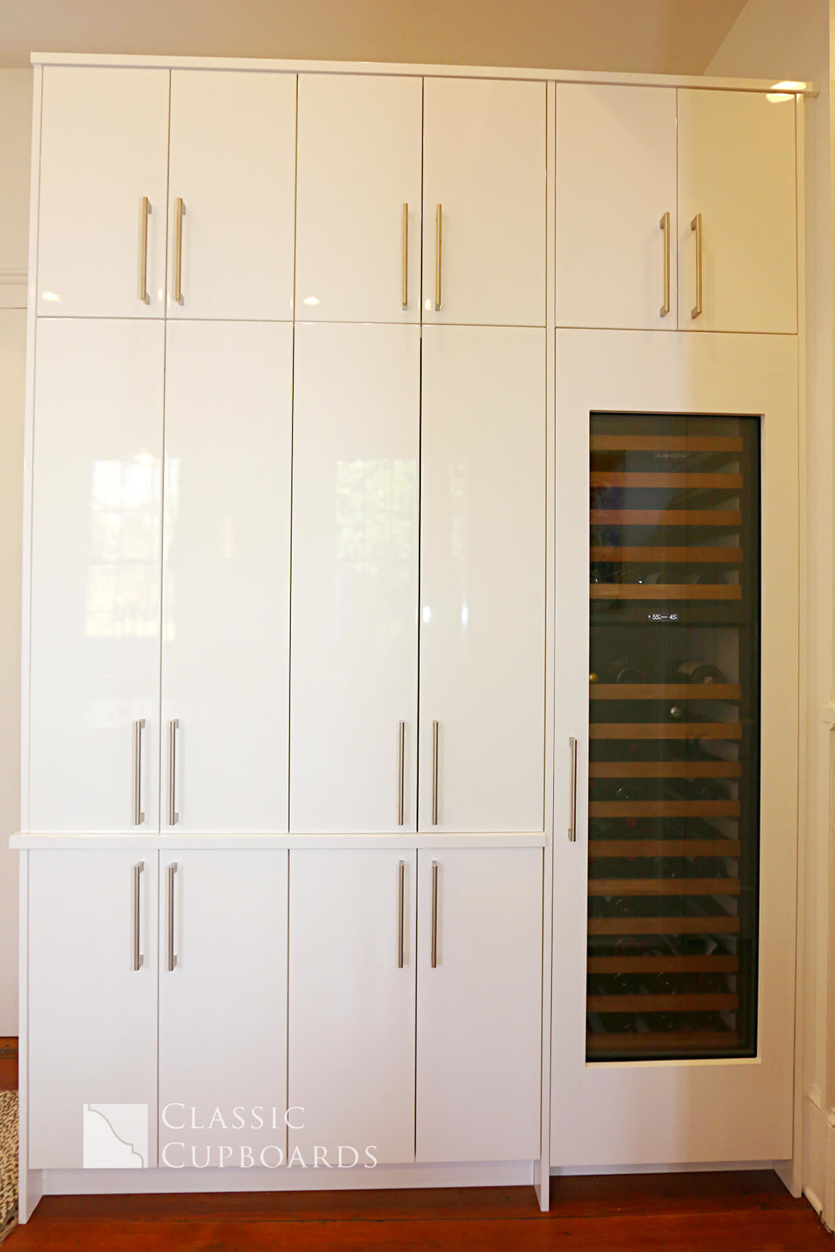 wine fridge in modern cabinetry