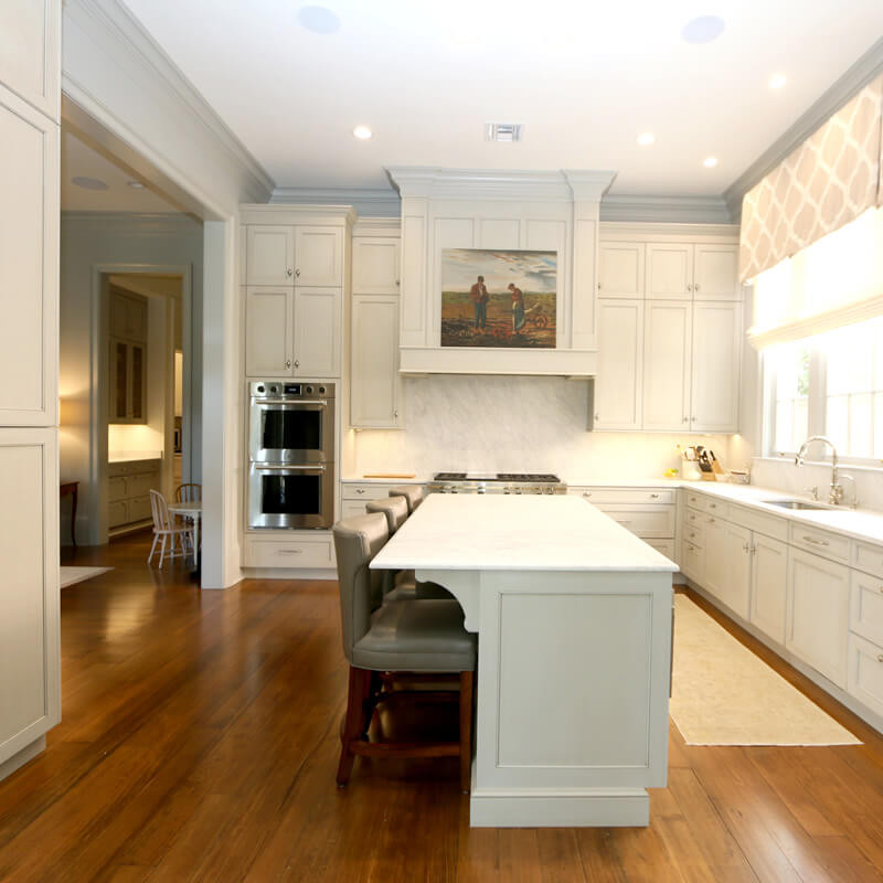 Traditional Kitchen with white cabinetry