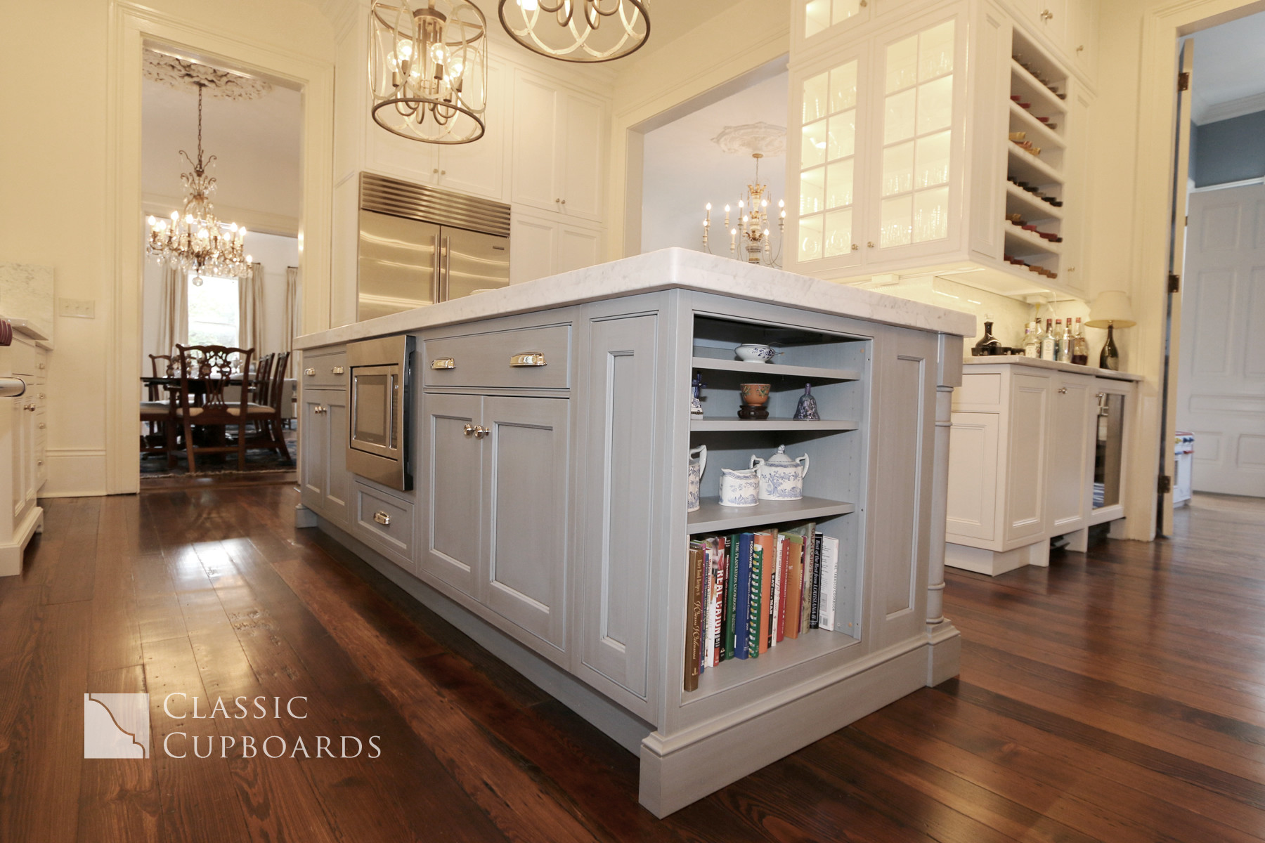 close up of traditional style kitchen island