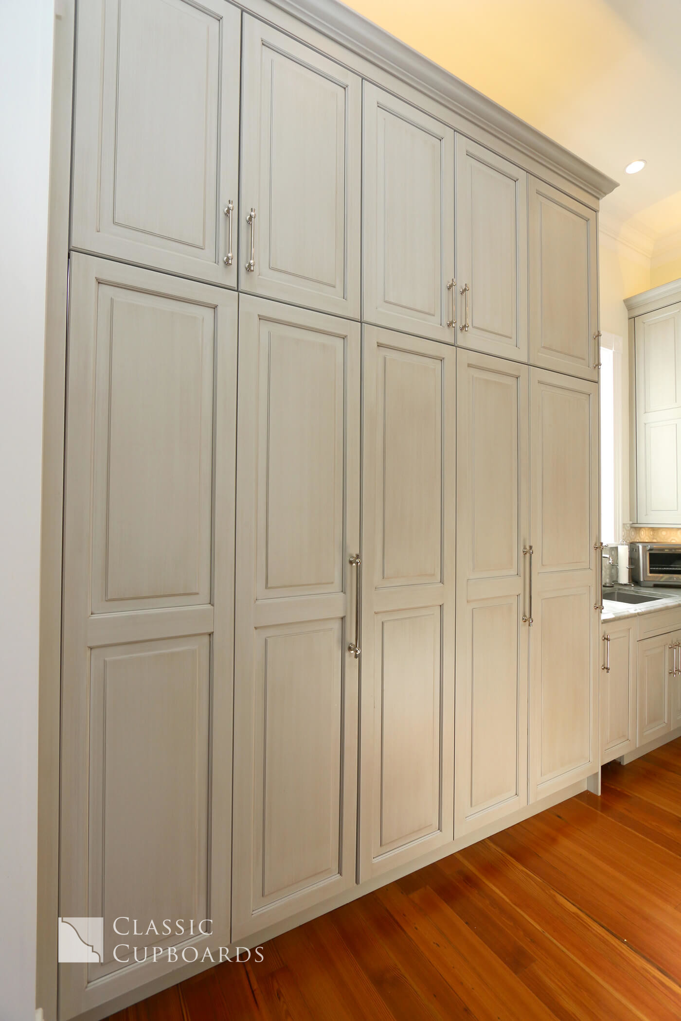 custom cabinetry with built in fridge
