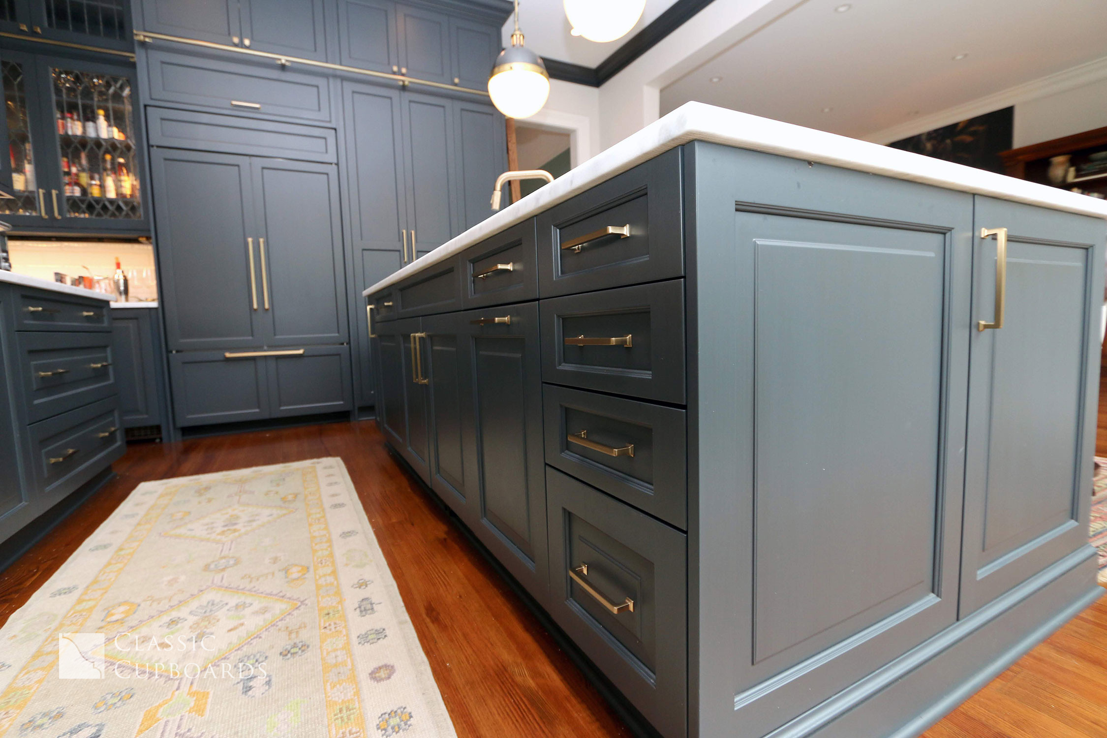navy blue kitchen island cabinets