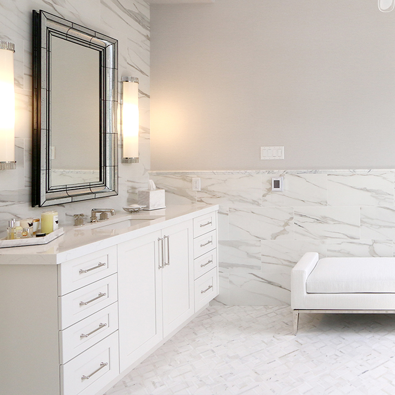 white custom bathroom cabinets